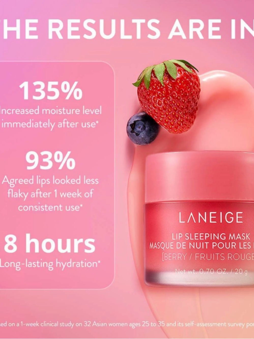 LANEIGE Lip Sleeping Mask - Vibrant Pink and Red Jar - Picture 3 of 5